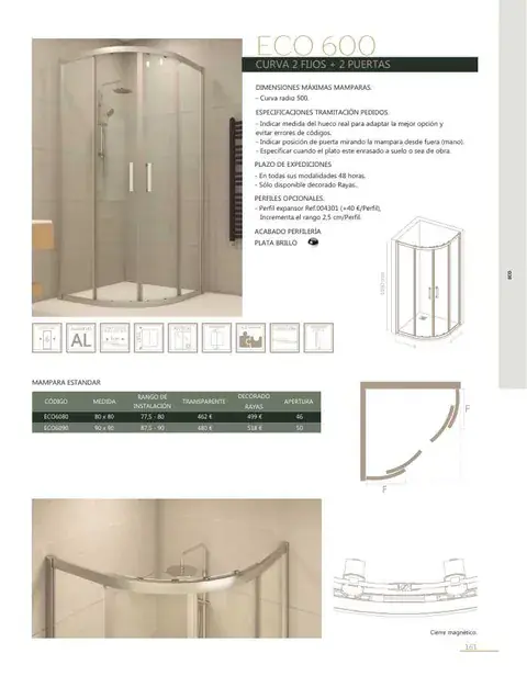 Ficha del catálogo Castel: Eco 600, página 163