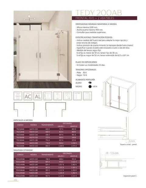 Ficha del catálogo Castel: Tedy 200AB, página 254