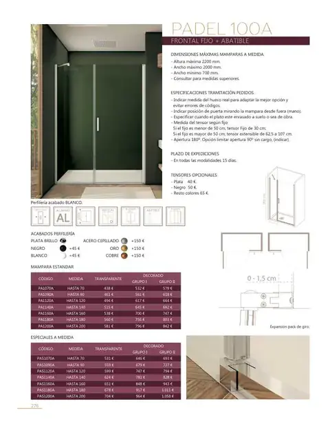 Ficha del catálogo Castel: Padel 100A, página 278