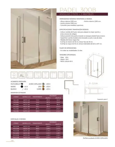 Ficha del catálogo Castel: Padel 300B, página 286