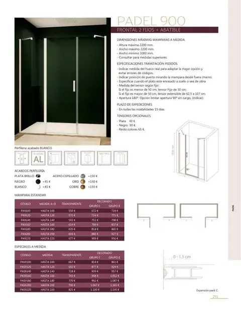Ficha del catálogo Castel: Padel 900, página 293
