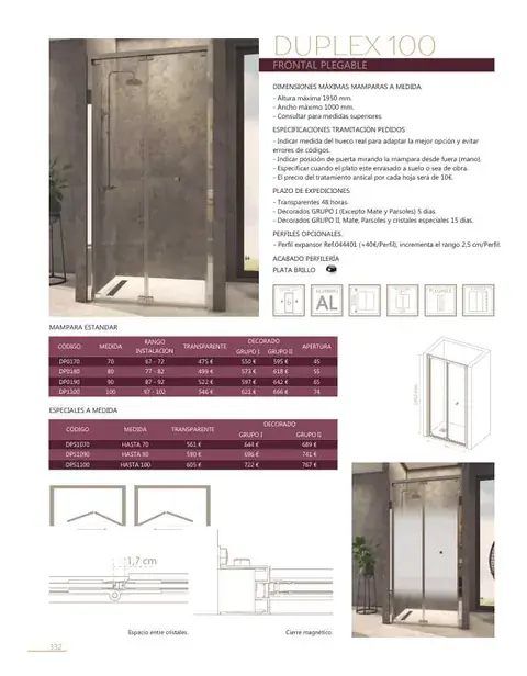 Ficha del catálogo Castel: Duplex 100, página 334
